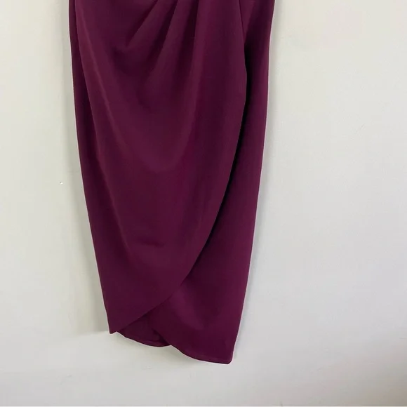 so flirty burgundy one-shoulder cutout asymmetrical dress Venetia Burgundy One-Shoulder Tie-Back Maxi Dress – Club L London main image 1